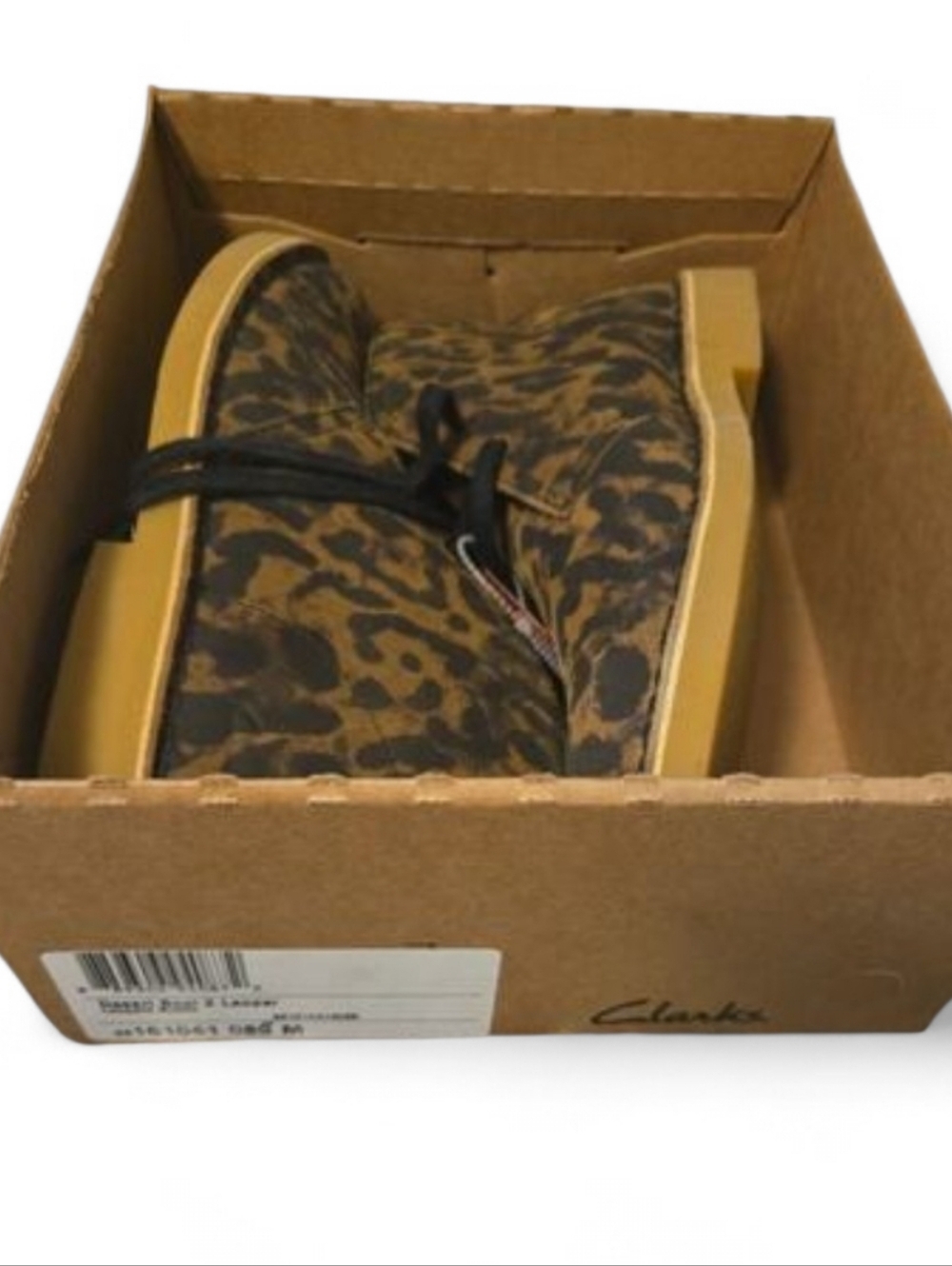 Clarks Leopard Print Heeled Boots in Brown and Black